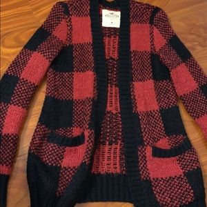 Black and Red Plaid Cardigan